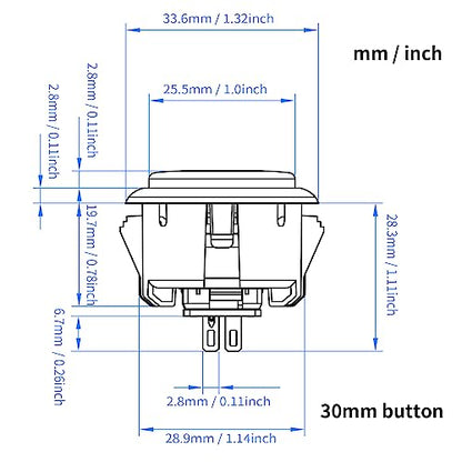Qanba Gravity KS Mechanical Shafts Silent Pushbutton 30mm Snap-in (Boxed (Clear White D02(8 pcs) - color: Clear White D02(8 pcs）