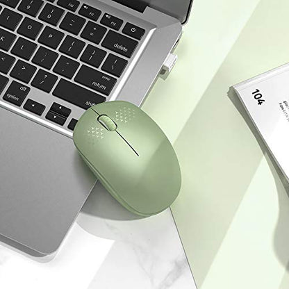 seenda Wireless Mouse, 2.4G Noiseless Mouse with USB Receiver Portable Computer Mice for PC, Tablet, Laptop with Windows System (Olive Green) - color: Olive Green