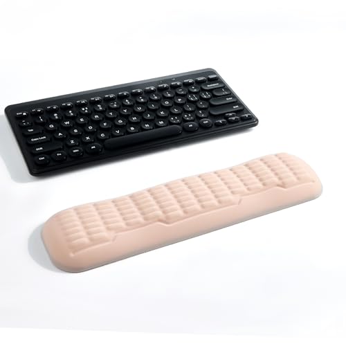 UnivoColors Memory Foam Keyboard Wrist Rest,Latest 3.0 Wave Curve Design,High-Resilience Memory Foam Non-Slip Base,Fits Compact Keyboards,Ideal for Work and Gaming(Flesh Pink) - color: Flesh Pink, style: Compact Keyboard Wrist Rest