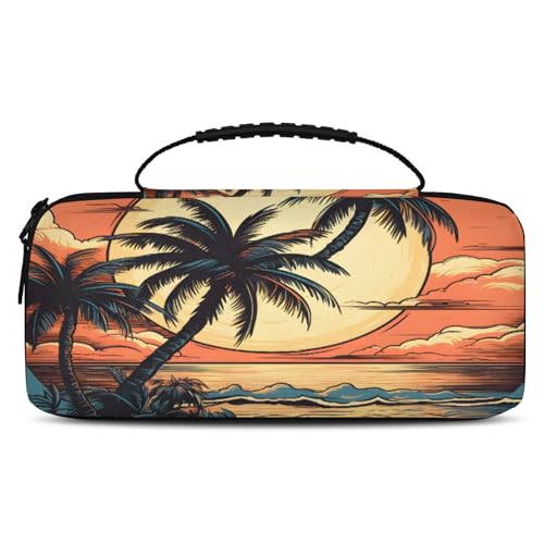 Adornori Ocean Carry Case Compatible with Nintendo Switch 2, with 20 Games Cartridges, Palm Trees Beach Summer Portable Travel Carrying Case Pouch for Accessories & Games - color: Multicolor 4