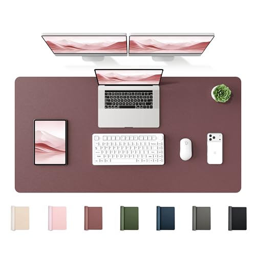 YSAGi 47.2" x 24" Large PU Leather Desk Mat for Keyboard and Mouse - Waterproof Non-Slip Desk Pad Protector for Office, Home, Writing Desk, Dark Pink - color: Dark Pink, size: 47.2" x 24"