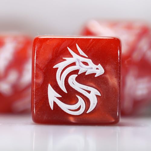 generic dice Set for Dungeon and Dragons D&D MTG 7-Die RPG Polyhedral Dice，D20 D12 D10 D8 D6 D4 D% (Red) - color: Red