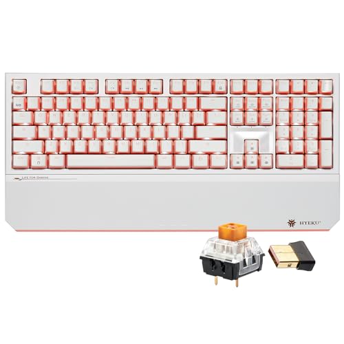 Hexgears X5 Wireless Mechanical Keyboard, Dual-Mode 2.4G/USB-C Ergonomic Full Size 108 Keys Keyboard, Kailh Box 3.0 Tactile Switch, N-Key Rollover, Backlit Gaming Keyboards with Wrist Rest (Pink) - color: Pink Jelly-X5, size: Tactile