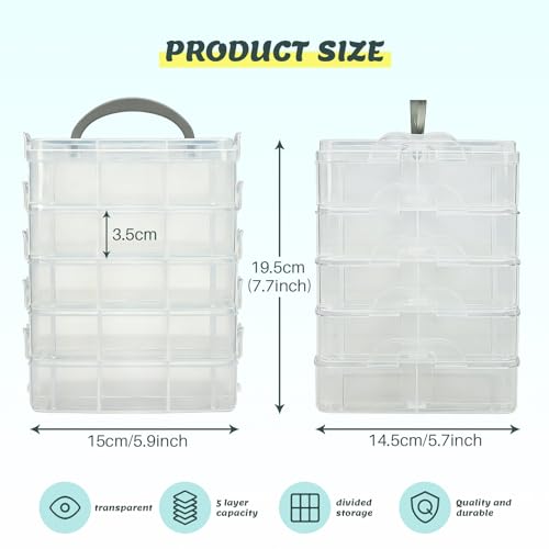 5-Tier Minibrand Storage Case, Adjustable Organizer Box for Toys | Plastic case with adjustable compartments for mini collectibles and figures. Case only, Minibrands not included.