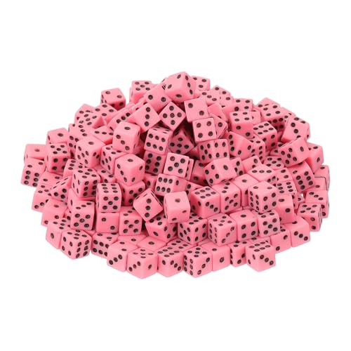 uxcell 300Pcs Mini Dice, 8mm/0.31" Acrylic Tiny Six Side Game Dot Square Dice Bulk for Table Board Game Party Activities, Pink/Black - color: Pink/Black, size: 8mm/0.31"