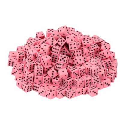 uxcell 300Pcs Mini Dice, 8mm/0.31" Acrylic Tiny Six Side Game Dot Square Dice Bulk for Table Board Game Party Activities, Pink/Black - color: Pink/Black, size: 8mm/0.31"