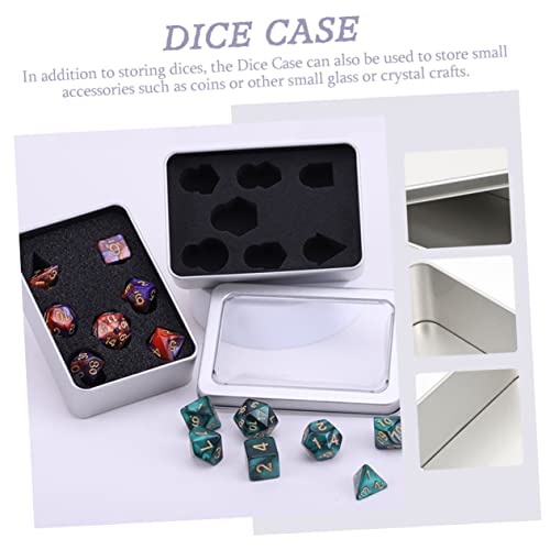 Metal Dice Storage Box with Foam Liners Portable Rectangular Tin Case for Dice Lightweight Organizer for RPG and Board Games