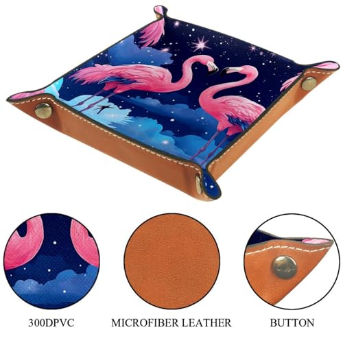 Galaxy Flamingos Dice Tray PU Leather Dice Rolling Tray Folding Dice Holder for Dice Games, Like RPG, DND and Other Table Games - color: Multi 5