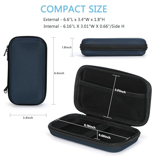 Portable Tech Travel Bag, Grey Blue Hard EVA Protective Storage Bag | Mesh Inner Pocket, Fits Power Bank, Hard Drive, Cell Phone, External Battery, Charging Cable, Zipper - color: Grey Blue