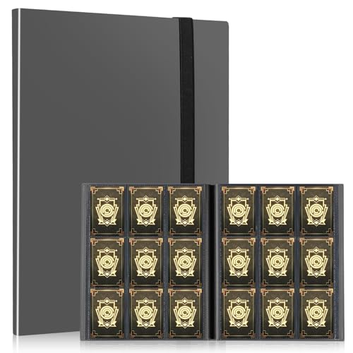 Card Binder, EDUDIIU 9 Pockets Premium Trading Card Binders, Cards Collection Binder Album, Side Loading Yugioh Holder Book for Sport, Football, Baseball Collector - Grey - color: Grey