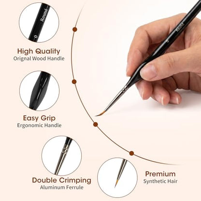 16PCS Miniature Paint Brushes,Detail Paint Brushes Set for Acrylic Watercolor Gouache Oil & Face Painting, Paint by Number, Figurine Black - color: Black
