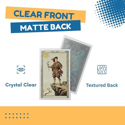 Matte Tarot Card Sleeves – 100CT Clear Front & Non-Glare Back, Fits Standard Tarot & 40K Sized Cards (70×120 mm) – Durable Protective Sleeves for Deck Building, Shuffling & Storage - style: Textured Matte