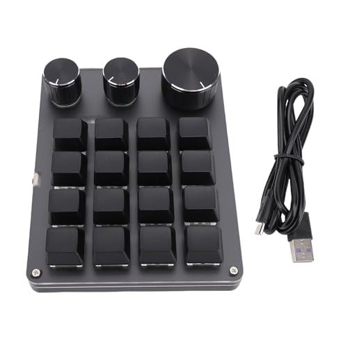 Custom Keypad Macro Pad Programmable 16 Key Wired Small Mechanical Gaming Keyboard for Copying Pasting PS Graphics (Black) - color: Black
