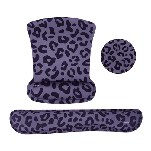 MOSISO Leopard Grain Wrist Rest Support for Mouse Pad&Keyboard Set, Purple | Ergonomic Mousepad&Coaster Non-Slip Base Home/Office Pain Relief&Easy Typing Cushion with Neoprene Cloth&Raised Memory Foam - color: Purple