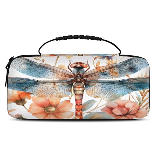 Adornori Flower Dragonfly Carry Case Compatible with Nintendo Switch 2, with 20 Games Cartridges, Floral Dragonflies Portable Travel Carrying Case Pouch for Accessories & Games - color: Multicolor 9