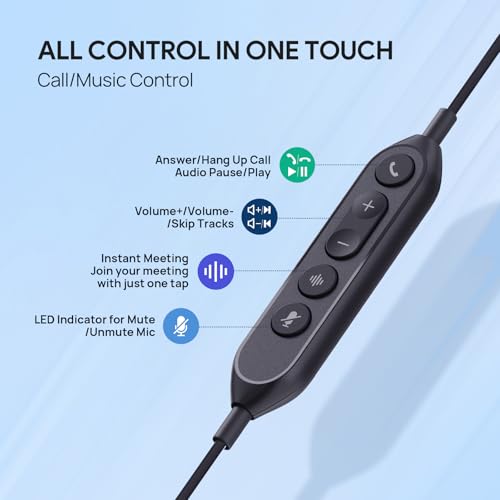 Yealink UH42 USB-C/A Wired Headset,AI Noise Cancelling Mic,in-Line Controls | Teams/Zoom Certified, Dual-Ear Headphones, Plug & Play for PC/Laptop/Phone,7ft Cable, Dynamic EQ, Call Center, Hybrid Work