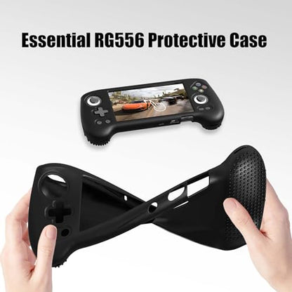 Silicone Protective Case for RG556, Only Compatible with Anbernic RG 556 Handheld Game Console Anti-Scratch Washable Soft Skin Case (Black) - color: Black