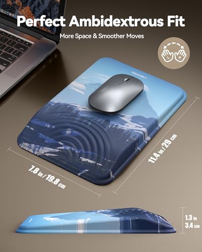 Ergonomic Mouse Pad with Wrist Rest, Mousepad with Wrist Support with Built-in Memory Foam and Ergonomic Slope Design Relieves Carpal Tunnel Syndrome Pain，Desk Computer Office Gaming Mouse Pads - color: Mountain Peak