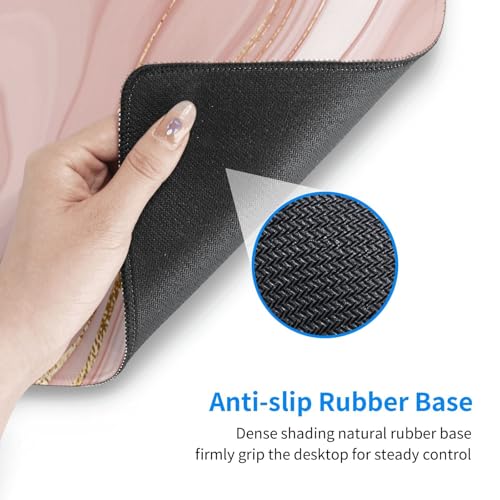 Large Mouse Pads for Desk, Extended Marble Gaming Mousepad for Women Office Gifts, Funny XL Big Stitched Waterproof Nonslip Computer Mats Deskmat for Keyboard, (Pink Gold Striped, 31.5 * 11.8 in) - color: Pink Gold Striped Marble