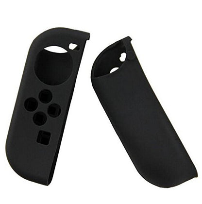 8 in 1 Silicone Protective Skin Soft Shell Case with Thumbsticks Grips Caps Cover for Switch Controller Skin Black