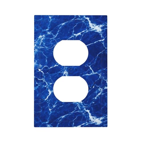 Decorative Outlet Covers Abstract Flowing Marble in Ocean Blue 1 Gang Duplex Light Switch Cover Plate Unique Wall Plates Switch Plate Cover for Spa Bathroom, Coastal Living Room Wall Decor - color: Blue Water Texture, size: 1 Gang Duplex