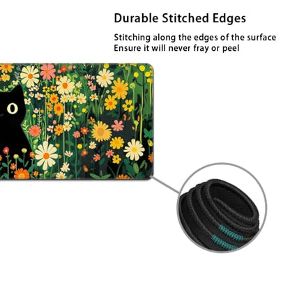 Desk Mat, Large Gaming Mouse Pad with Wrist Rest, 4 in1 XXL Mouse pad+Keyboard Wrist Rest+Mouse Pad Wrist Support+Cup Coaster Set, Ergonomic Desk Pad for Home Office,Floral Cat - color: 90