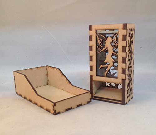 Fairy Mini Dice Tower v1 Neon Blue Acrylic Window Laser Cut MDF Unique Fast Shipping