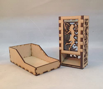 Fairy Mini Dice Tower v1 Neon Blue Acrylic Window Laser Cut MDF Unique Fast Shipping