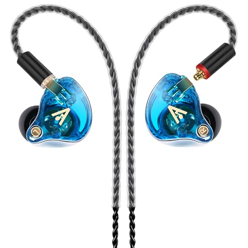 Vibes 202 Wired Earbuds - HiFi in Ear Monitor Headphones – Professional Noise Isolating Ear Buds - Clear Sound, Deep Bass & Comfort-Fit IEM Earphones - MMCX to 3.5mm, Silver Plated Cord, Carrying Case - color: 7-Blue, style: 1) 3.5mm
