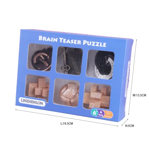 Brain Teaser Puzzle for Adults Puzzles Metal Hole Lock Adult Educational Toy Jigsaw IQ Puzzle（6 Pack） (Silver) - color: Silver