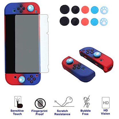 Dockable Case for Nintendo Switch - COMCOOL 3 in 1 Protective Cover Case for Nintendo Switch and Joy-Con Controller with Screen Protector - Red Blue - color: Red Blue
