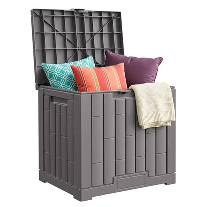 Jocoevol Deck Box 30 Gal, UV Resistant & Waterproof Outdoor Storage Box with Lock, Easy Assemble Storage Bins Container for Pool Patio Garden - size: 30Gal