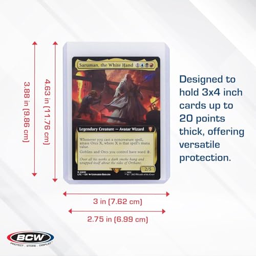 BCW 3x4 Topload Card Holder - Premium 35PT Thickness | 50 Pack | Quality Rigid PVC Protector for Standard Size Trading Cards | Card Holders for Sports Cards, MTG, Pokemon, and More - size: 50 Pack