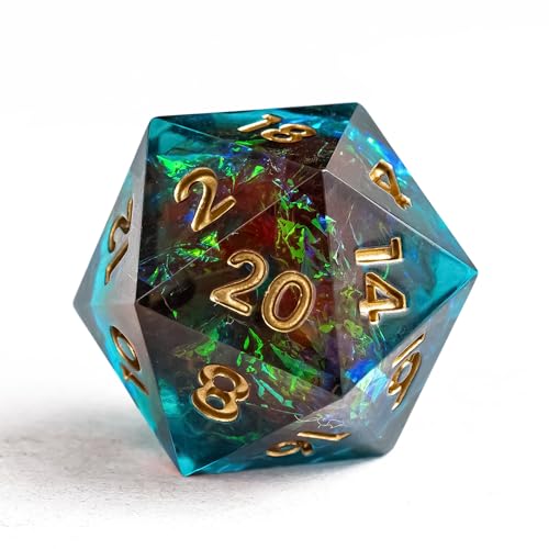 7PCS DND Dice Set,Handmade Sharp Edge Dice Set D&D RPG Polyhedral Die,for Dungeons and Dragons TTRPG Games Roleplaying Games Pathfinder,with Gift Box(Blue with Brown) - color: Starry Sky(blue With Brown)