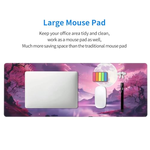 Gaming Mouse Pad Desk Pad,Extended Big Mouse Pad,31.5x11.8 Inch Long Computer Keyboard Mouse Mat Mousepad with 3mm Non-Slip Base and Stitched Edge for Gaming and Office… (Pink Canyon) - color: Pink Canyon