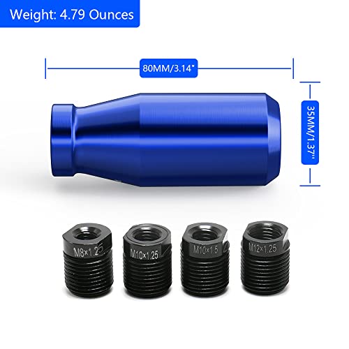 Blue 5 Speed Weighted Manual Automatic Gear Shifter Shift Knobs Lever with 4 Metal Adapters Fit Compatible with Manual Cars Most Automatic Cars - color: AAW-B-04-02
