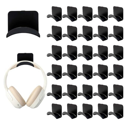 12 PCS Headphone Wall Hangers with Nano Tape, Adhesive Gaming Headphone Stand Headset Holder Hook Wall Desk Closet Door Mount for Most Headphone Controller Hat Baseball Caps (Black)
