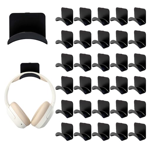 12 PCS Headphone Wall Hangers with Nano Tape, Adhesive Gaming Headphone Stand Headset Holder Hook Wall Desk Closet Door Mount for Most Headphone Controller Hat Baseball Caps (Black)