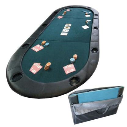 Foldable Poker Table Top - Water-Resistant Folding Mat with Cupholders and Padded Edges - Seats up to 10 People by Trademark Poker (Green)