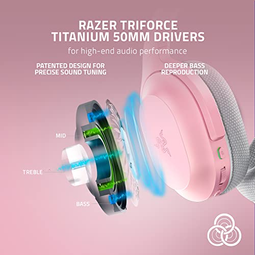 Razer Barracuda Wireless Gaming & Mobile Headset, 2.4GHz + Bluetooth, Pink | Integrated Noise-Cancelling Mic, 50mm Drivers, 40 Hr Battery, for PC, PlayStation, Switch 2, Android, iOS - color: Pink, size: Standard, style: Barracuda