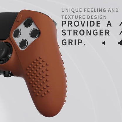 PlayVital 3D Studded Edition Anti-Slip Silicone Cover Case for ps5 Edge Controller, Soft Rubber Protector Skin for ps5 Edge Wireless Controller with Thumb Grip Caps - Signal Brown - color: Signal Brown