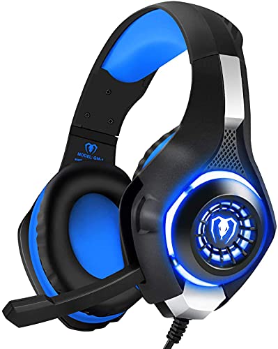 BlueFire Stereo Gaming Headset with Microphone for PS5 PS4 Xbox One Switch PC Mac – Wired Over-Ear Headphones with Surround Sound, Soft Memory Foam, Noise Canceling Mic, Light, 3.5mm Jack (Blue) - color: Blue