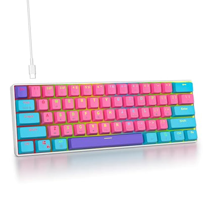 60% Mechanical Keyboard Wired Linear Red Switch RGB Backlight | 60 Percent 61-keys Compact Layout Gaming Keyboard TKL Ultra-Compact Mini RGB Backlit - color: 61 Zhi/Red Switch