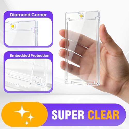 BURVAGY 12ct Magnetic Card Holder, 35pt Slim One Touch Card Holders, UV Protection Waterproof Hard Plastic Card Display Case Protectors Sleeves for Trading Cards, Sports, Game Cards, Football Baseball - size: 12 Pack