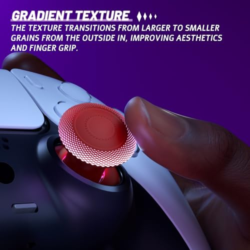 eXtremeRate ThumbsGear V3 Interchangeable Ergonomic Thumbsticks for PS5 Controller, Replacement Analog Thumb Sticks for PS4 Controller - Carmine Red 4 Height Adjustable Convex, Concave Grip Joysticks - color: Carmine Red