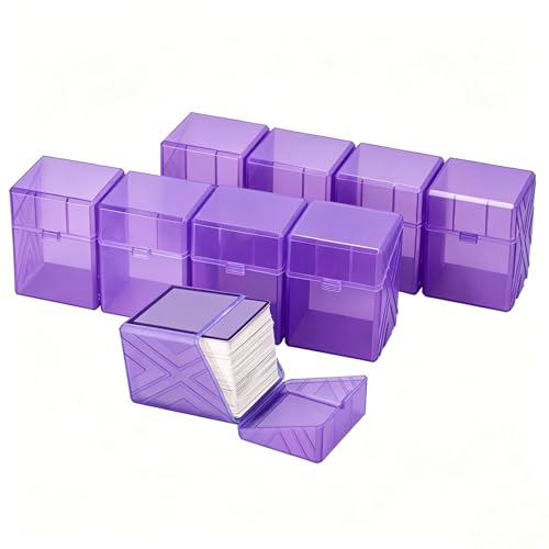 Brappo 200+ Hard Portable Card Deck Cases, Compatible MTG, TCG and Sport Cards etc. Game Cards, Set Contains 9 Pack Clear Card Storage Boxes.(No Cards) (Purple, 9 paack) - color: Purple, size: 9 pack
