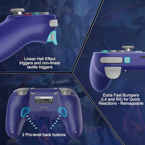 8BitDo Pro 3 Bluetooth Controller for Switch/Switch 2,Windows,TMR Joysticks | Programmable Pro Back Buttons&R4/L4 Bumpers,Hall/Tactile Triggers,Swappable ABXY Buttons,for Apple,SteamOS,Android, Purple - color: Purple