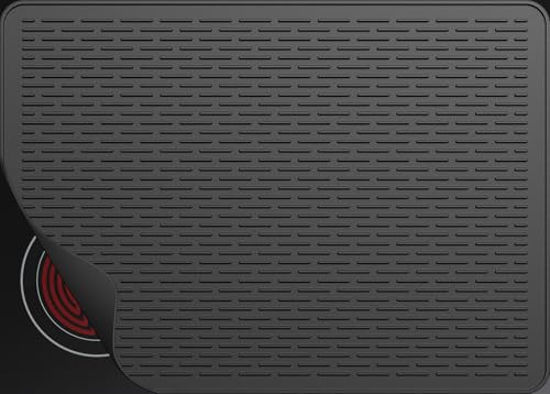 Stove Top Cover for Electric Stove, Dish Drying Mat for Kitchen, Glass Cooktop Protector, Heat Resistant Waterproof Foldable Anti-Slip Silicone Mat (Black, 28''L x 20''W) - color: Black, size: 28''L x 20''W