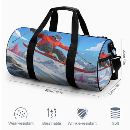 17 Inch Snowboard Graphic Sports Backpack Full Print Mountain Landscape Outdoor Gym Bag with Shoe Compartment (06)