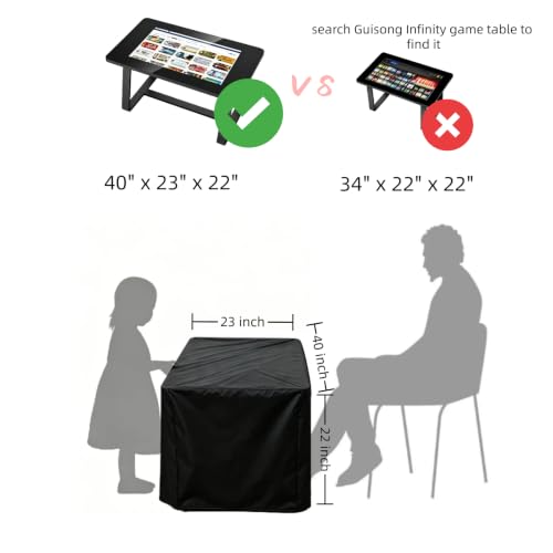 Game Table Cover,Screen Protector for 32" Multifunction Touchscreen Table | 40x23x22,Waterproof Dustproof Heavy Duty Oxford Fabric,for MWE-QIXZOCV 32" FHD Touchscreen Game Table MWE-CS32BCT214 - size: Game Table-40"x23"x22"